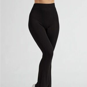 BuffBunny Black Ribbed Flare Pants
